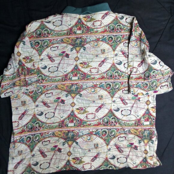 Vintage Natural Issue World Map Geography Golf Company Polo Shirt - Picture 6 of 6